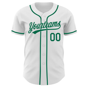 Custom White-Kelly Green Authentic Baseball Jersey