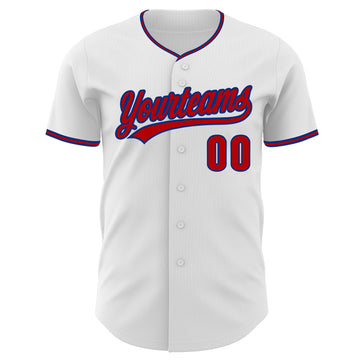 Custom White Red-Royal Authentic Baseball Jersey