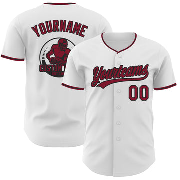 Custom White Crimson-Black Authentic Baseball Jersey
