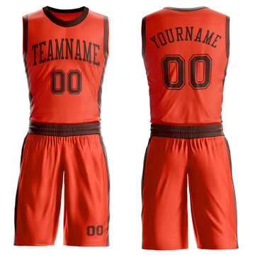 Custom Orange Brown Round Neck Suit Basketball Jersey