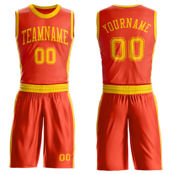 Custom Orange Gold Round Neck Suit Basketball Jersey