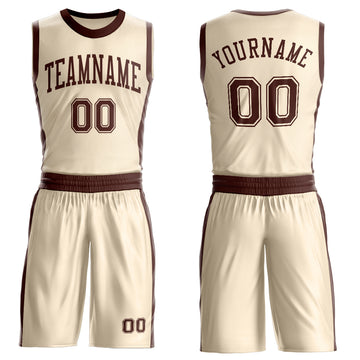 Custom Cream Brown Round Neck Suit Basketball Jersey