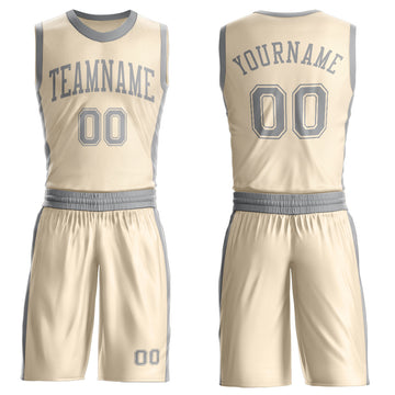 Custom Cream Gray Round Neck Suit Basketball Jersey