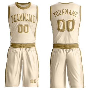 Custom Cream Old Gold Round Neck Suit Basketball Jersey