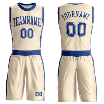 Custom Cream Royal Round Neck Suit Basketball Jersey