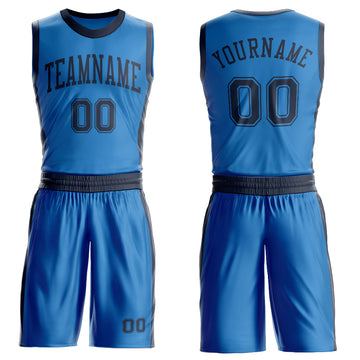 Custom Blue Navy Round Neck Suit Basketball Jersey