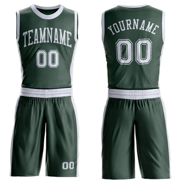 Custom Green White Round Neck Suit Basketball Jersey