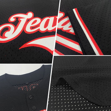 Custom Black Vintage USA Flag-Red Mesh Authentic Throwback Baseball Jersey