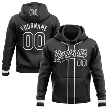 Custom Stitched Black White Baseball Pullover Sweatshirt Hoodie