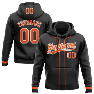 Custom Stitched Black Orange-White Baseball Pullover Sweatshirt Hoodie