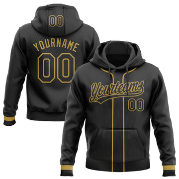 Custom Stitched Black Old Gold Baseball Pullover Sweatshirt Hoodie