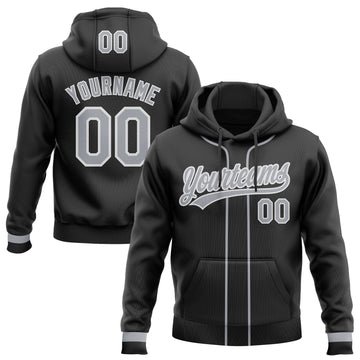 Custom Stitched Black Gray-White Baseball Pullover Sweatshirt Hoodie