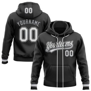 Custom Stitched Black White-Gray Baseball Pullover Sweatshirt Hoodie