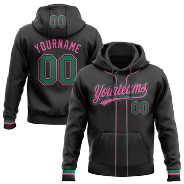 Custom Stitched Black Kelly Green-Pink Baseball Pullover Sweatshirt Hoodie