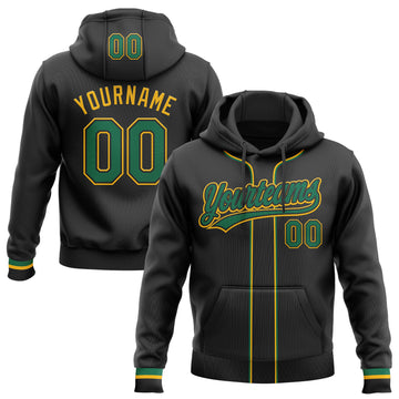 Custom Stitched Black Kelly Green-Gold Baseball Pullover Sweatshirt Hoodie