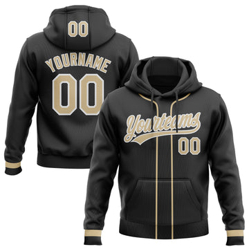 Custom Stitched Black Vegas Gold-White Baseball Pullover Sweatshirt Hoodie