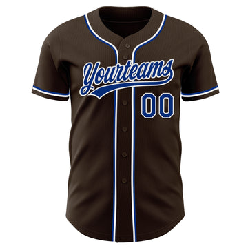 Custom Brown Royal-White Authentic Baseball Jersey