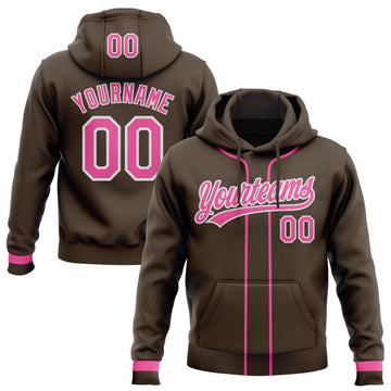 Custom Stitched Brown Pink-White Baseball Pullover Sweatshirt Hoodie