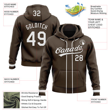Custom Stitched Brown White-Brown Baseball Pullover Sweatshirt Hoodie