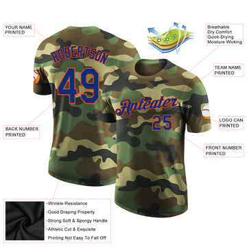 Custom Camo Royal-Orange Performance Salute To Service T-Shirt