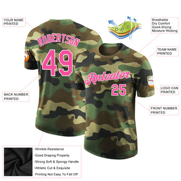 Custom Camo Pink-White Performance Salute To Service T-Shirt