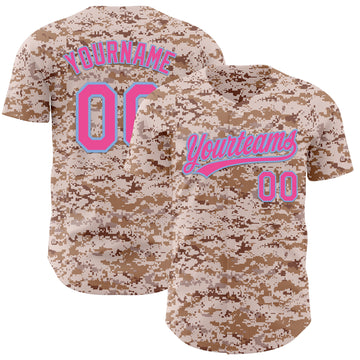 Custom Camo Pink-Light Blue Authentic Salute To Service Baseball Jersey