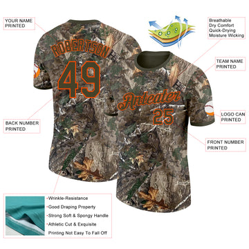 Custom Camo Olive-Orange Woodland Camouflage Salute To Service Performance T-Shirt