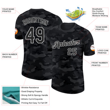 Custom Camo Black-White Salute To Service Performance T-Shirt