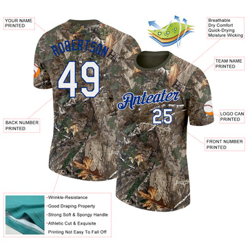 Custom Camo White Royal-Olive Woodland Camouflage Salute To Service Performance T-Shirt