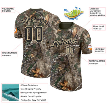 Custom Camo Black Cream-Olive Woodland Camouflage Salute To Service Performance T-Shirt