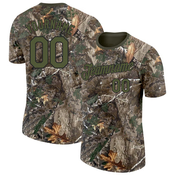 Custom Camo Olive-Black Woodland Camouflage Salute To Service Performance T-Shirt