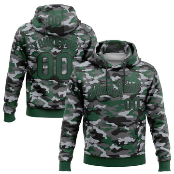 Custom Stitched Camo Green-Black Salute To Service Pullover Sweatshirt Hoodie