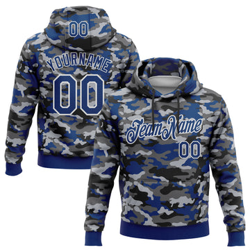 Custom Stitched Camo US Navy Blue-White Salute To Service Pullover Sweatshirt Hoodie
