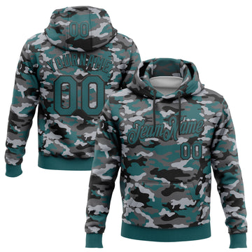 Custom Stitched Camo Midnight Green-Black Salute To Service Pullover Sweatshirt Hoodie