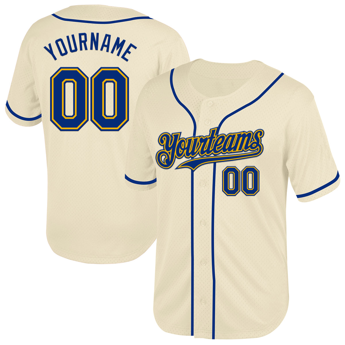 Custom Cream Royal-Gold Mesh Authentic Throwback Baseball Jersey Discount
