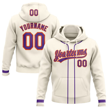 Custom Stitched Cream Purple-Orange Baseball Pullover Sweatshirt Hoodie