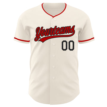 Custom Cream Red-Black Authentic Baseball Jersey