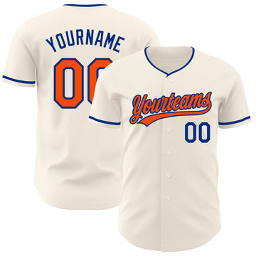 Custom Cream Orange-Royal Authentic Baseball Jersey