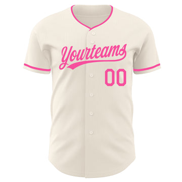 Custom Cream-Pink Authentic Baseball Jersey