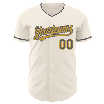 Custom Cream Steel Gray-Old Gold Authentic Baseball Jersey