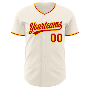 Custom Cream Red-Gold Authentic Baseball Jersey