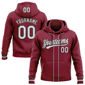 Custom Stitched Crimson White-Black Baseball Pullover Sweatshirt Hoodie