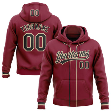 Custom Stitched Crimson Black-Cream Baseball Pullover Sweatshirt Hoodie