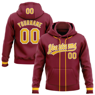 Custom Stitched Crimson Gold-White Baseball Pullover Sweatshirt Hoodie