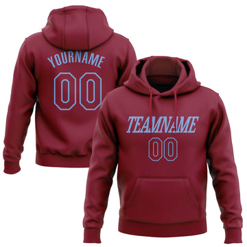 Custom Stitched Crimson-Light Blue Pullover Sweatshirt Hoodie
