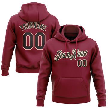 Custom Stitched Crimson Black-Cream Pullover Sweatshirt Hoodie