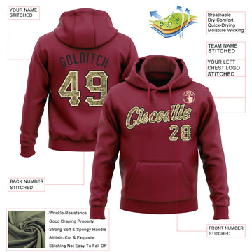 Custom Stitched Crimson Camo Cream-Black Pullover Sweatshirt Hoodie