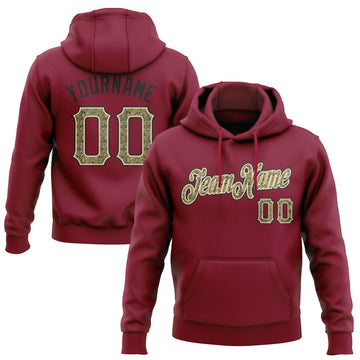 Custom Stitched Crimson Camo Cream-Black Pullover Sweatshirt Hoodie
