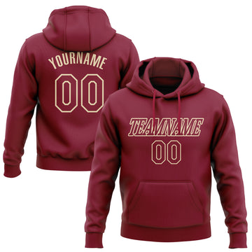 Custom Stitched Crimson-Cream Pullover Sweatshirt Hoodie