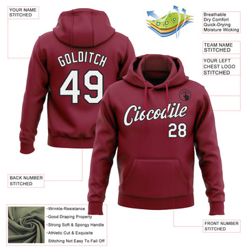 Custom Stitched Crimson White-Black Pullover Sweatshirt Hoodie